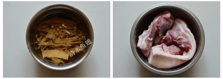 干笋红烧肉步骤1-2