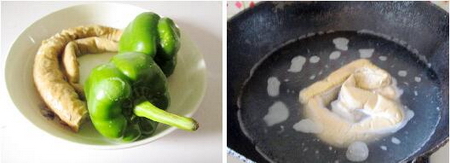 青椒爆肥肠步骤1-2