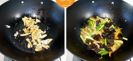 蒜苔木耳炒肉的做法步骤3-4