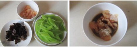 木耳莴苣炒鸡片的做法步骤1-2