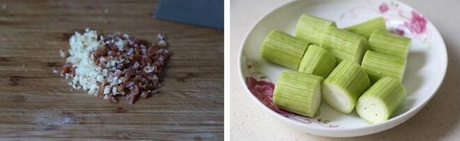 虾米火腿丝瓜酿的做法步骤1-2