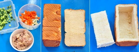 鸡肉杂蔬土司盒的做法步骤7-9