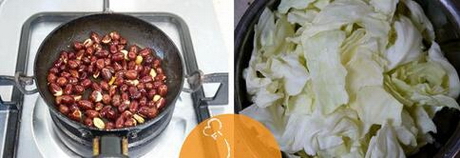 包菜炒花生的做法步骤2