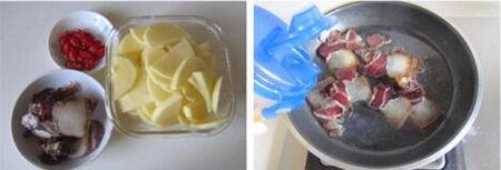 腊肉土豆片的做法步骤1-2