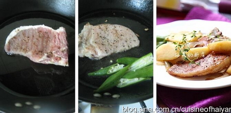 百里香煎扒猪排配苹果的做法步骤7-9