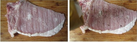 百里香煎扒猪排配苹果的做法步骤1-2