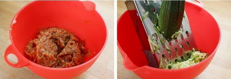 茄汁西葫芦肉饼的做法步骤1-2