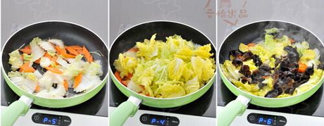 木耳胡萝卜炒白菜的做法步骤3