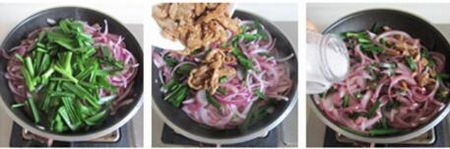 洋葱韭菜炒鸭脯肉的做法步骤7-9