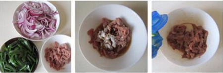 洋葱韭菜炒鸭脯肉的做法步骤1-3