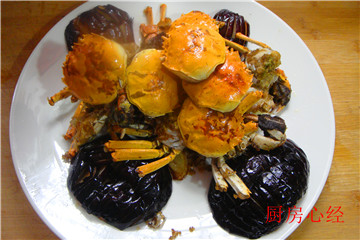 河蟹扒茄子的做法步骤6