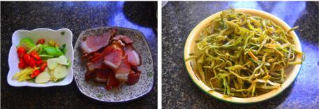 豆角干炒腊肉的做法步骤1-2
