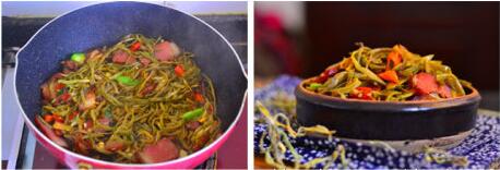 豆角干炒腊肉的做法步骤7-8