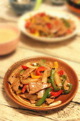 彩椒肝尖的做法