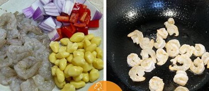 白果炒虾仁的做法步骤1-2