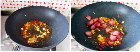 香辣回锅腊肉步骤7-8
