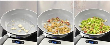 榨菜肉片炒蚕豆步骤4-6