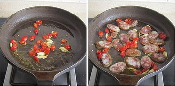 儿菜炒腊肠步骤3-4