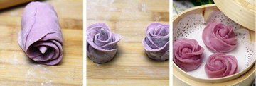 紫薯玫瑰花馒头的做法步骤10-12