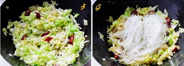 卷心菜炒粉丝步骤3-4