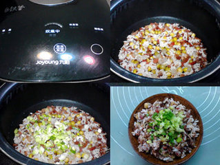 腊肉豌豆焖红米饭3