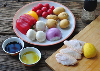 黑椒鸡翅烤蔬菜1