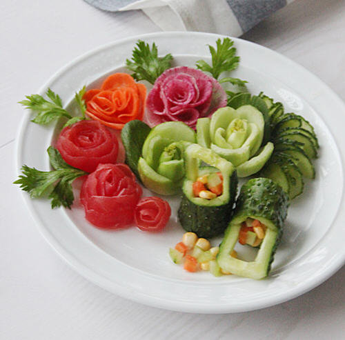 整合6种家常蔬菜摆盘花样图切法25