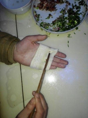 四川三角形抄手怎么包-图解四川三角皮抄手包法2