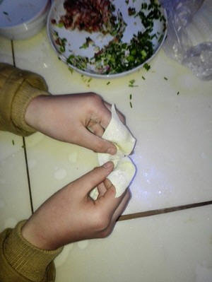 四川三角形抄手怎么包-图解四川三角皮抄手包法5