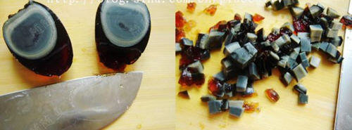 皮蛋怎么切成丁？皮蛋切丁不粘刀的技巧讲解2