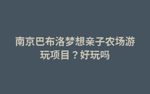 南京巴布洛梦想亲子农场游玩项目？好玩吗1