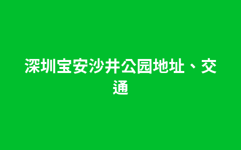 深圳宝安沙井公园地址、交通1