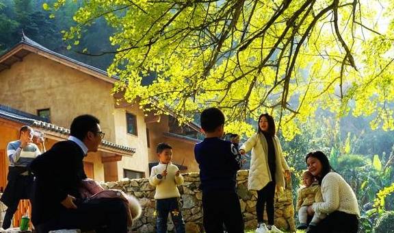 原创 江西这个深谷山村隐藏一片“豪宅”，周围千年银杏树叶落如雨9