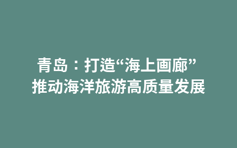 青岛:打造“海上画廊” 推动海洋旅游高质量发展1