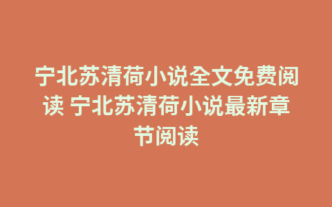 宁北苏清荷小说全文免费阅读 宁北苏清荷小说最新章节阅读1