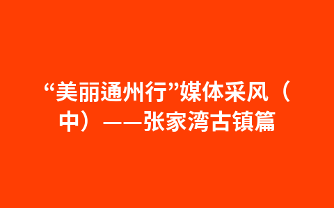 “美丽通州行”媒体采风（中）——张家湾古镇篇1