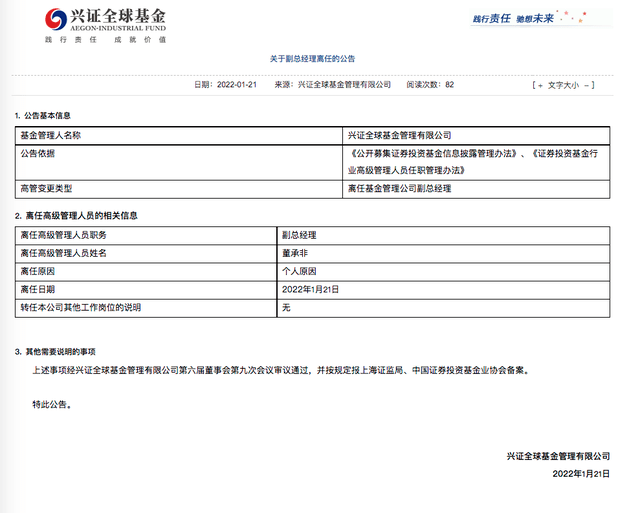 董承非正式离任!兴证全球告别“五绝”时代,最佳代表作回报360%1