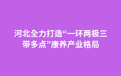 河北全力打造“一环两极三带多点”康养产业格局1