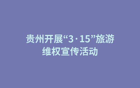 贵州开展“3·15”旅游维权宣传活动1