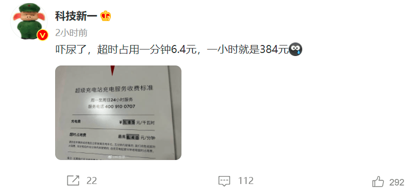 384元/时!特斯拉天价超时占用费再引热议,百万粉丝大V直呼被吓到1