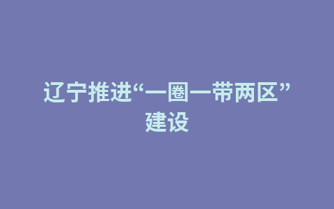 辽宁推进“一圈一带两区”建设1