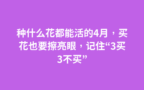 种什么花都能活的4月，买花也要擦亮眼，记住“3买3不买”1
