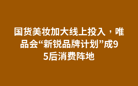 国货美妆加大线上投入，唯品会“新锐品牌计划”成95后消费阵地1
