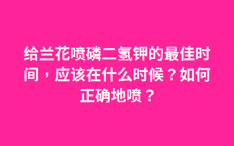 给兰花喷磷二氢钾的最佳时间,应该在什么时候?如何正确地喷?1