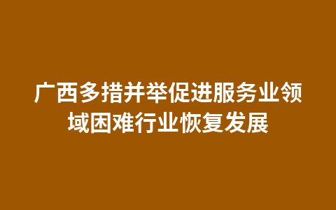 广西多措并举促进服务业领域困难行业恢复发展1
