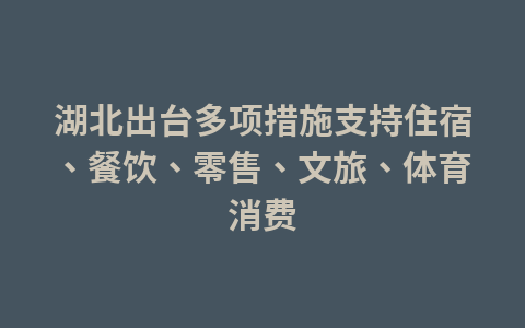 湖北出台多项措施支持住宿、餐饮、零售、文旅、体育消费1