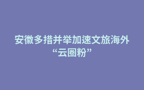 安徽多措并举加速文旅海外“云圈粉”1