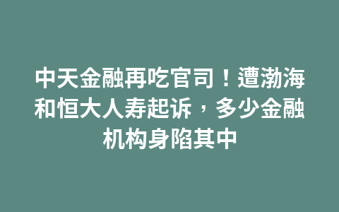 中天金融再吃官司!遭渤海和恒大人寿起诉,多少金融机构身陷其中1