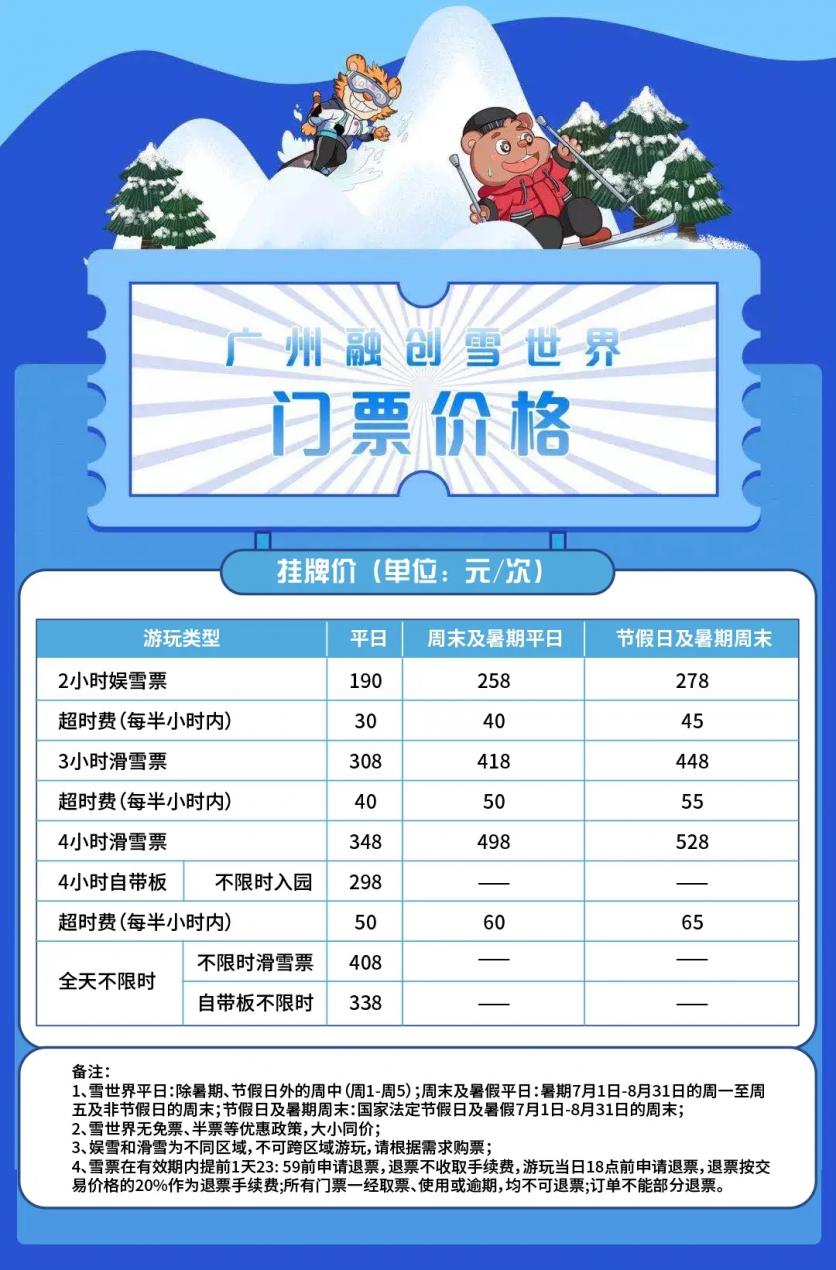 2022广州融创雪世界价目表最新1