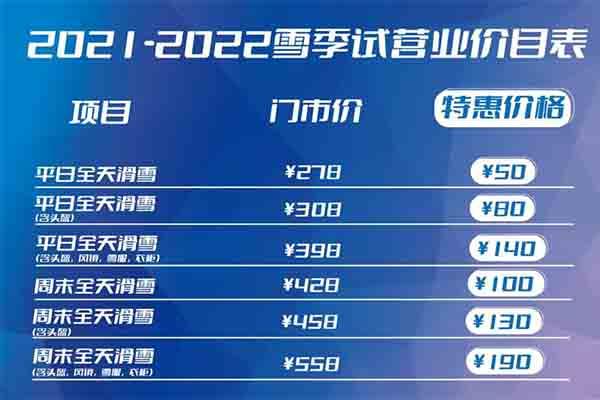 2021-2022北京渔阳滑雪场开放时间及门票价格3